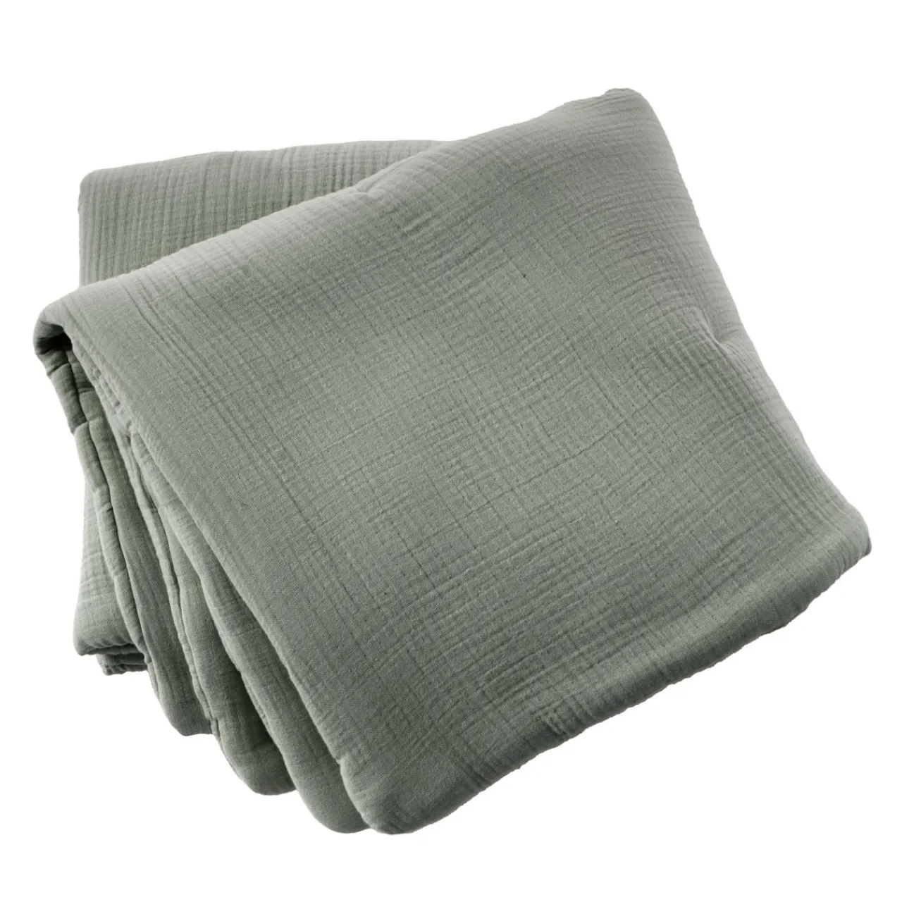 Couvre-Lit Et Édredon|EMINZA Edredon quadruple gaze de coton (90 x 220 cm) Victoria x Gaïa Vert romarin