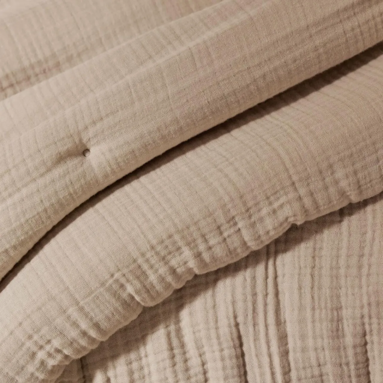 Couvre-Lit Et Édredon|EMINZA Edredon quadruple gaze de coton (90 x 220 cm) Victoria x Gaïa Ficelle