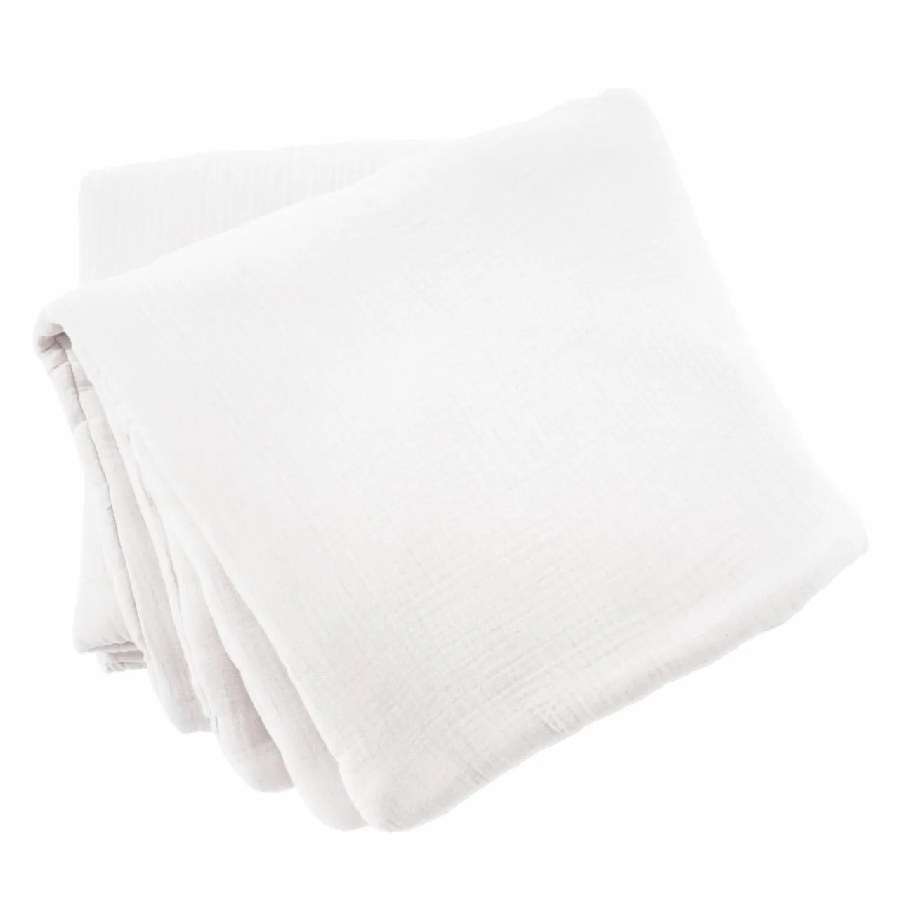 Couvre-Lit Et Édredon|EMINZA Edredon quadruple gaze de coton (90 x 220 cm) Victoria x Gaïa chantilly Blanc