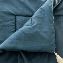 Couvre-Lit Et Édredon|ATMOSPHERA Edredon velours (80 x 180 cm) Slow Bleu