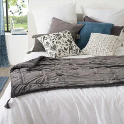 Couvre-Lit Et Édredon|ATMOSPHERA Edredon velours (80 x 180 cm) Slow Gris