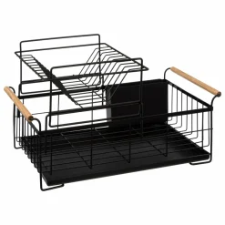 Egouttoir, Planche À Découper|5 Five Simply Smart Egouttoir de cuisine en métal 2 niveaux (48 x 28 cm) Blackwood Noir