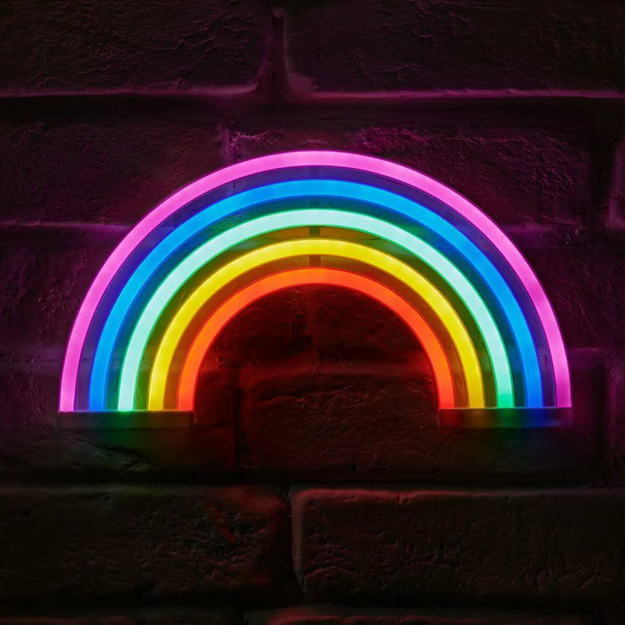 Guirlande Et Déco Lumineuse|Toile, Cadre, Déco Murale|OSTARIA Enseigne lumineuse néon à piles (H16 cm) Arc en Ciel Multicolore