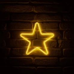 Guirlande Et Déco Lumineuse|Toile, Cadre, Déco Murale|OSTARIA Enseigne lumineuse néon à piles (H26,8 cm) Étoile Jaune