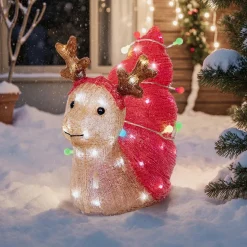 Déco Et Objet Lumineux|EMINZA Escargot de Noël lumineux 70 LED (34 cm) Bruno et blanc froid Rouge