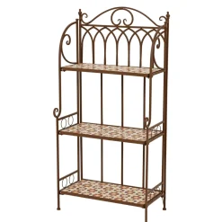 Déco Extérieur Et Cache-Pot|Déco Extérieur Et Cache-Pot|EMINZA Etagère à fleurs d'extérieur pliable en mosaïque (H118 cm) Madrid Marron