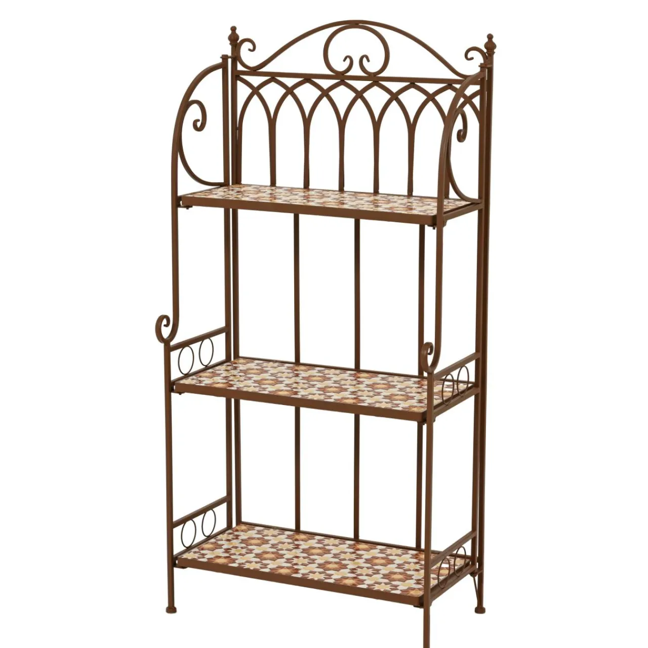 Déco Extérieur Et Cache-Pot|Déco Extérieur Et Cache-Pot|EMINZA Etagère à fleurs d'extérieur pliable en mosaïque (H118 cm) Madrid Marron