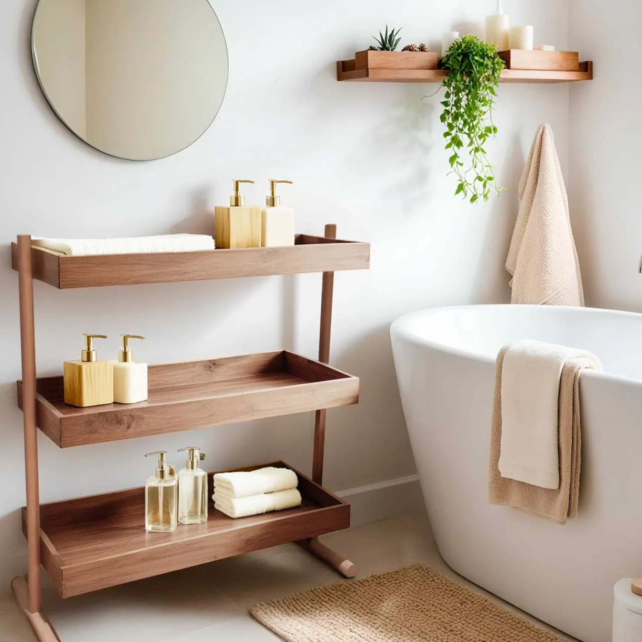 Meuble Salle De Bain|Etagère, Meuble Modulable|EMINZA Etagère 3 niveaux de sapin (H70 cm) Nordica Naturel Bois