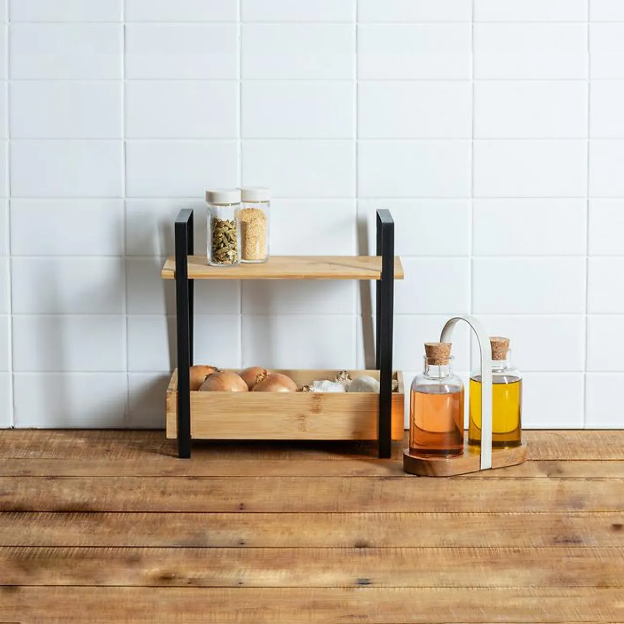 Rangement Et Organisateur|5 Five Simply Smart Etagère cuisine bois 2 niveaux bac (H30 cm) Ordera Noir