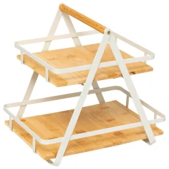 Rangement Et Organisateur|5 Five Simply Smart Etagère cuisine transportable en bois 2 niveaux avec anse (H29 cm) Ordera he Blanc