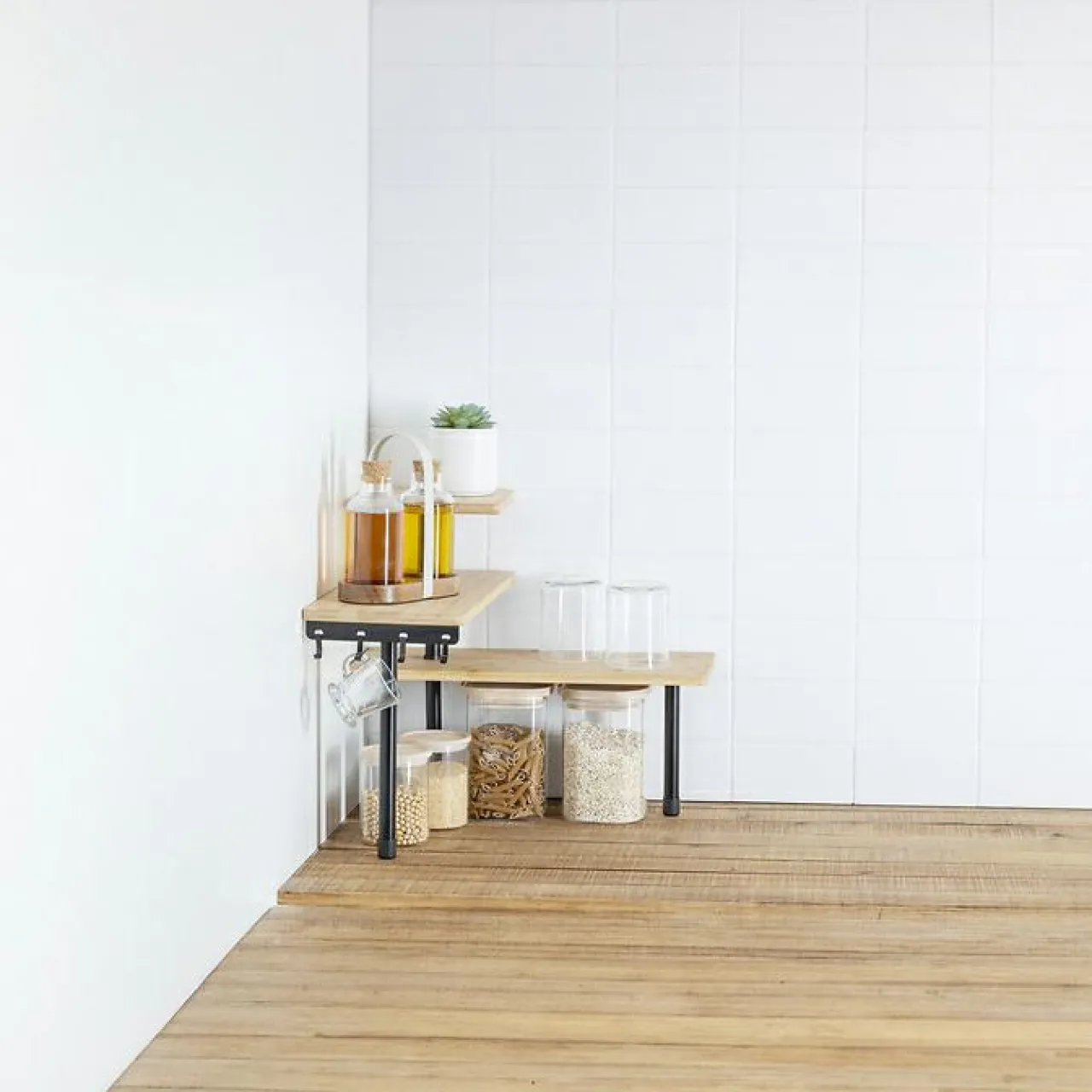 Rangement Et Organisateur|5 Five Simply Smart Etagère d'angle bambou 3 niveaux (H38 cm) Ada e Noir