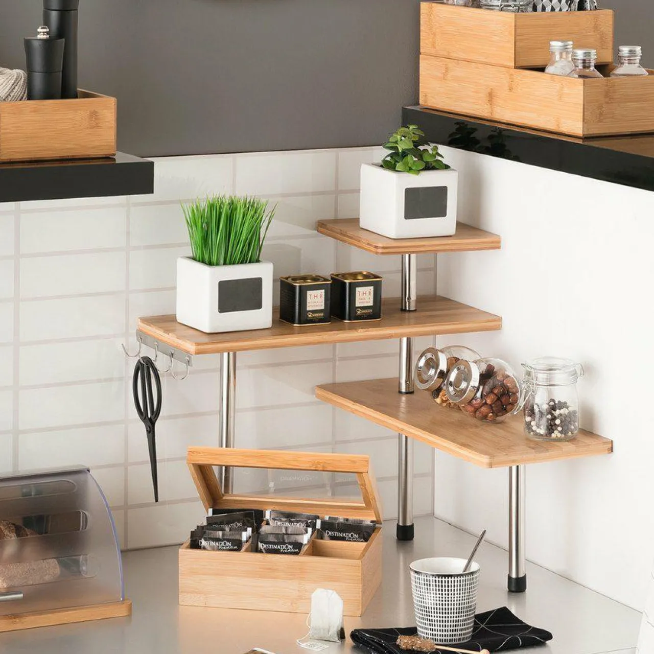 Rangement Et Organisateur|ATMOSPHERA Etagère d'angle (H39 cm) Vahina le Naturel