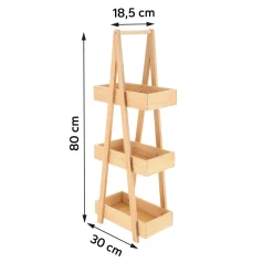 Meuble Salle De Bain|Etagère, Meuble Modulable|TENDANCE Etagère en bois 3 niveaux (H80 cm) Pyramide Naturel