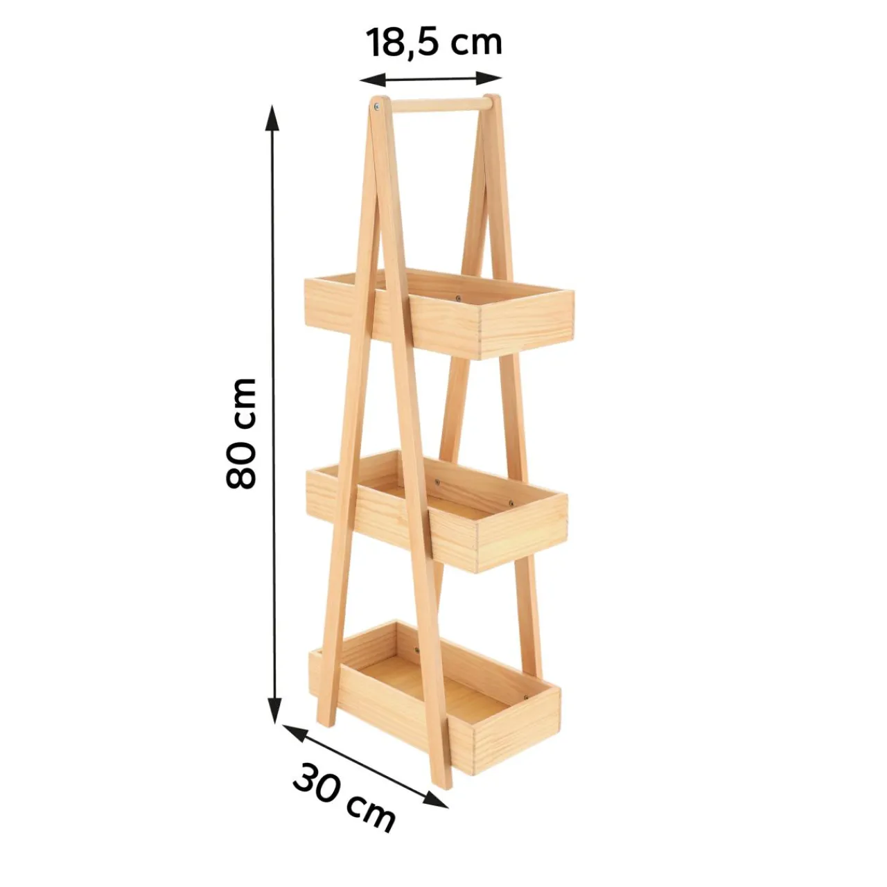 Meuble Salle De Bain|Etagère, Meuble Modulable|TENDANCE Etagère en bois 3 niveaux (H80 cm) Pyramide Naturel