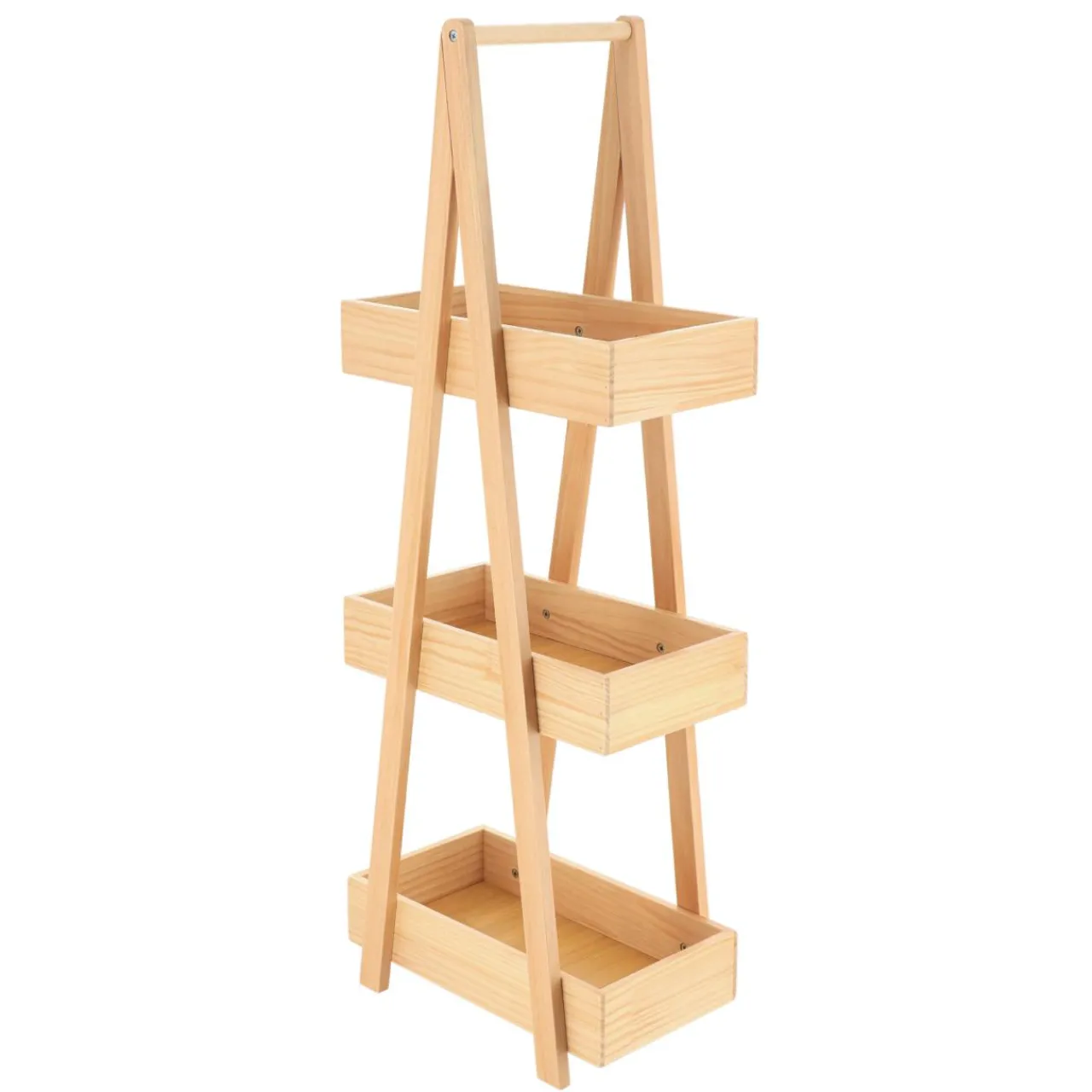 Meuble Salle De Bain|Etagère, Meuble Modulable|TENDANCE Etagère en bois 3 niveaux (H80 cm) Pyramide Naturel