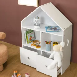Petit Meuble Enfant|EMINZA Etagère enfant bois 3 niveaux (H97 cm) Stars Blanc