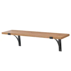 Étagère Murale|EMINZA Etagère murale en bois et métal (60 cm) Factory et naturel Noir