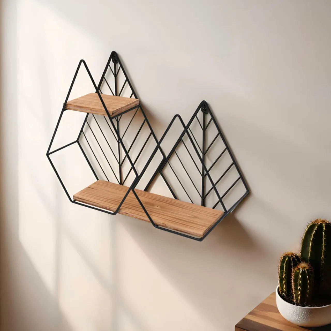 Rangement D'Entrée|Étagère Murale|EMINZA Etagère murale en bois et métal (48 x H36 cm) Urban Loft Noir