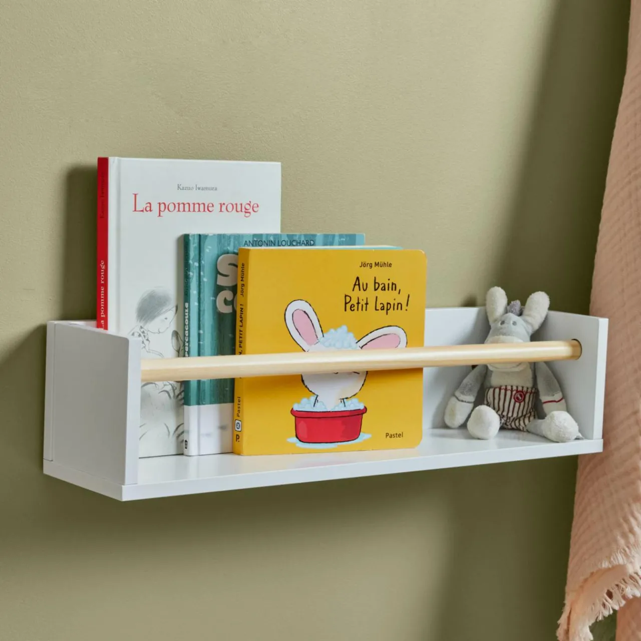 Petit Meuble Enfant|EMINZA Etagère murale enfant bois 1 niveau (H12 cm) Zoa he Blanc