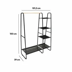 Rangement D'Entrée|5 Five Simply Smart Etagères et portant à vêtements (H150 cm) Artemis Noir