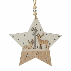 Décoration De Sapin|KAEMINGK Etoile de Noël à suspendre (H14 cm) Cerf Naturel