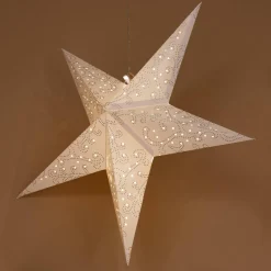 Déco Et Objet De Noël|Déco Et Objet Lumineux|KAEMINGK Etoile lumineuse à suspendre (H60 cm) Origami Blanc et Blanc chaud