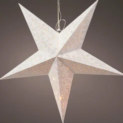 Déco Et Objet De Noël|Déco Et Objet Lumineux|KAEMINGK Etoile lumineuse à suspendre (H60 cm) Origami Blanc et Blanc chaud