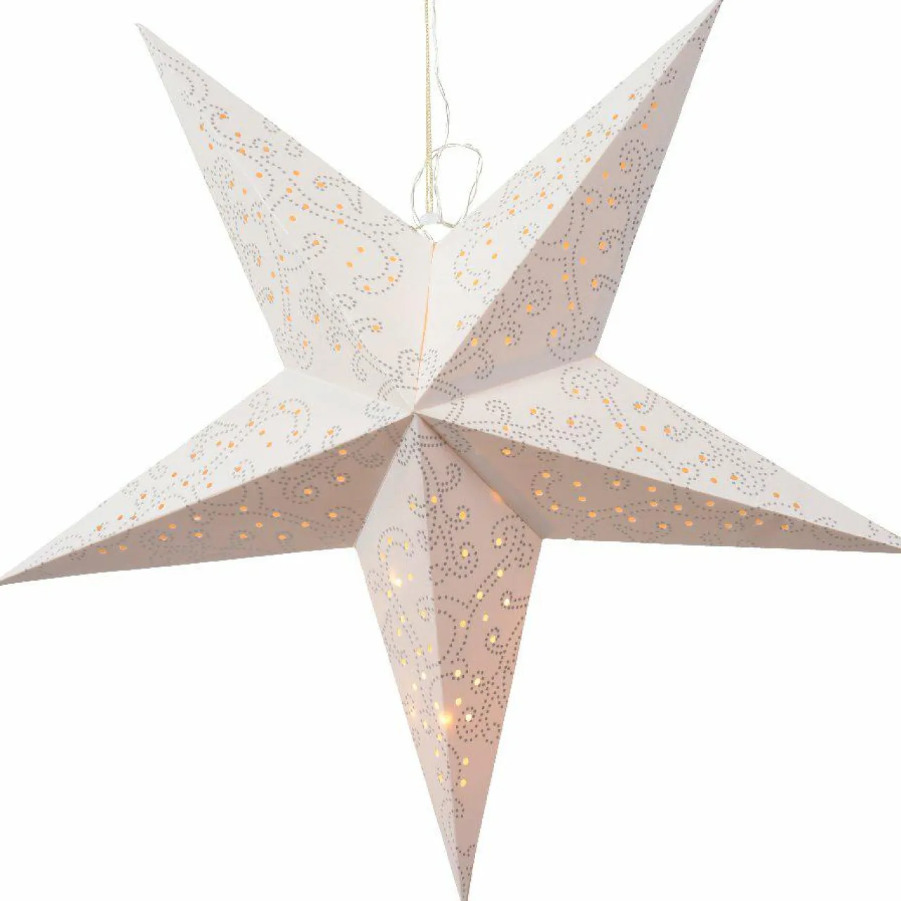 Déco Et Objet De Noël|Déco Et Objet Lumineux|KAEMINGK Etoile lumineuse à suspendre (H60 cm) Origami Blanc et Blanc chaud
