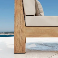 Canapé, Fauteuil Et Table Basse|MOBELLIA Fauteuil d'angle de jardin bois d'acacia Bornéo Sable