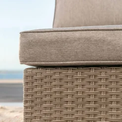 Canapé, Fauteuil Et Table Basse|MOBELLIA Fauteuil d'angle de jardin en résine tressée Palma Gris et taupe Tressé Gris - Taupe