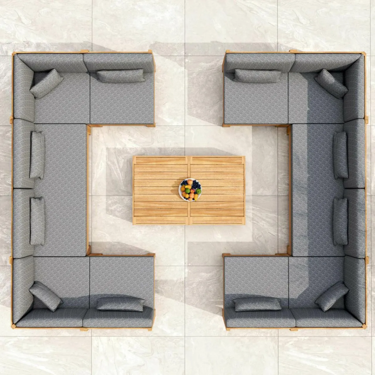 Canapé, Fauteuil Et Table Basse|MOBELLIA Fauteuil d'angle de jardin bois d'acacia Bornéo Gris Anthracite