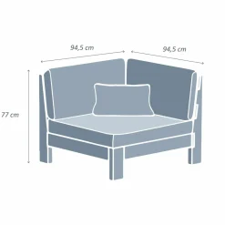 Canapé, Fauteuil Et Table Basse|MOBELLIA Fauteuil d'angle de jardin bois d'acacia Bornéo Gris Anthracite