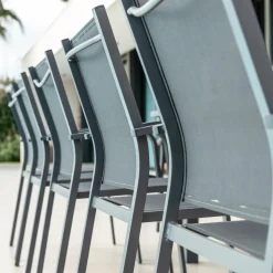 Chaise De Jardin|MOBELLIA Fauteuil de jardin aluminium empilable Murano Gris Anthracite