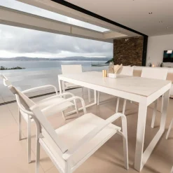 Chaise De Jardin|MOBELLIA Fauteuil de jardin aluminium empilable Murano Blanc