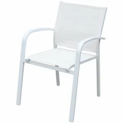 Chaise De Jardin|MOBELLIA Fauteuil de jardin aluminium empilable Murano Blanc