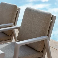 Chaise De Jardin|MOBELLIA Fauteuil de jardin aluminium Long Beach cendré Blanc