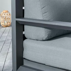 Fauteuil Détente|Canapé, Fauteuil Et Table Basse|MOBELLIA Fauteuil de jardin détente en aluminium Elba Gris Anthracite