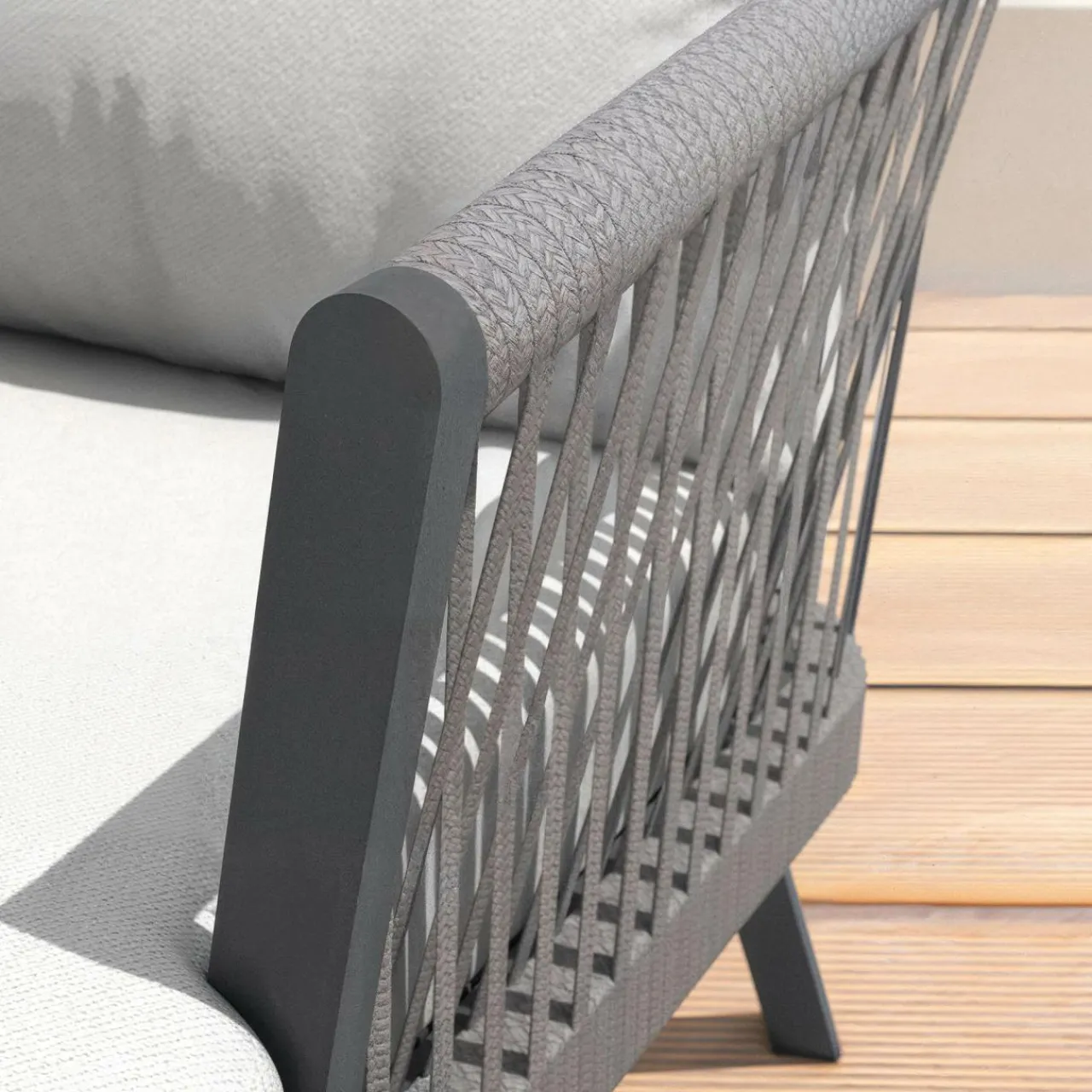 Canapé, Fauteuil Et Table Basse|MOBELLIA Fauteuil de jardin détente en aluminium Amalfi Gris anthracite et gris clair Anthracite - Gris Clair