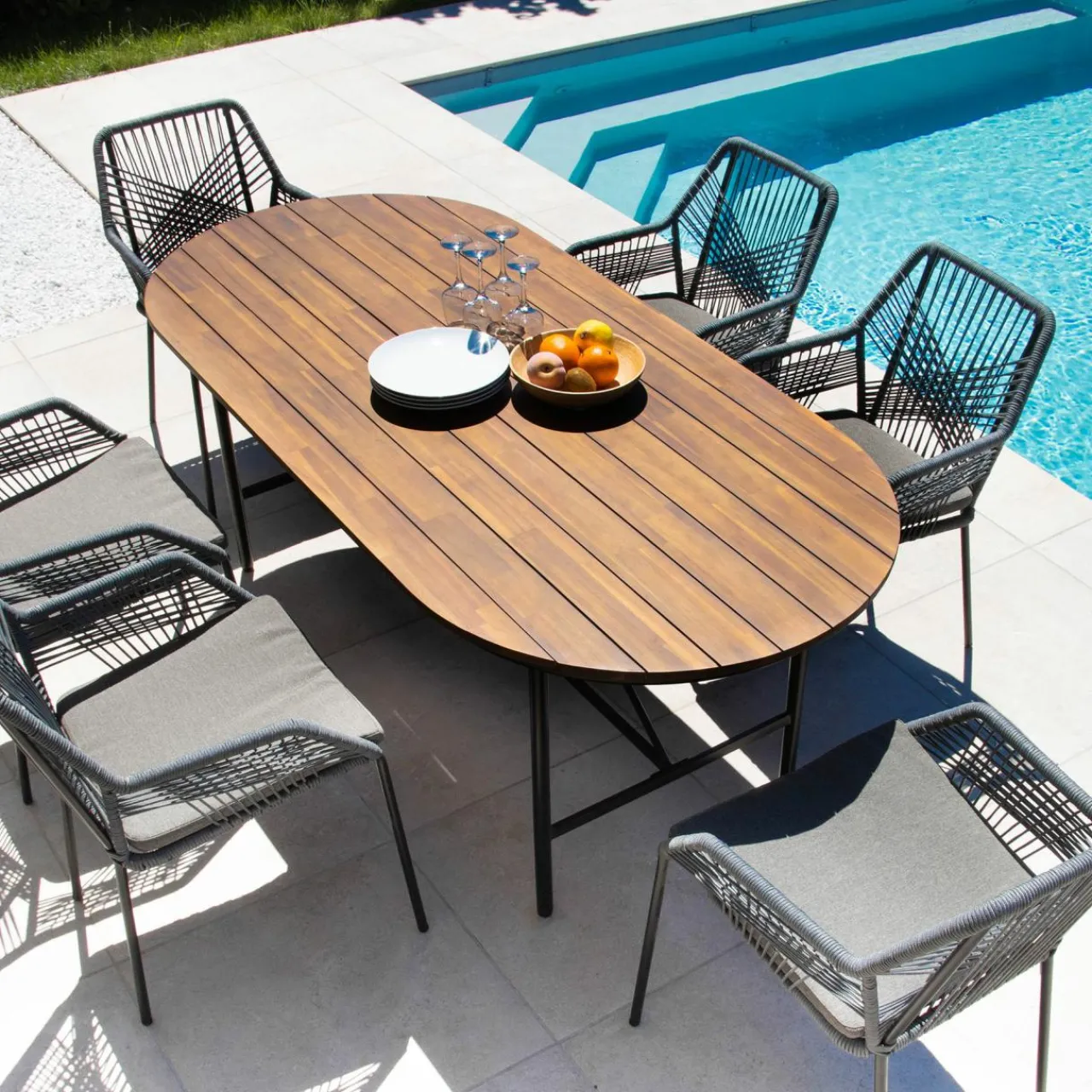 Chaise De Jardin|#N/A Fauteuil de jardin empilable Seville - Gris