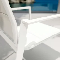 Chaise De Jardin|MOBELLIA Fauteuil de jardin empilable aluminium Portofino Blanc