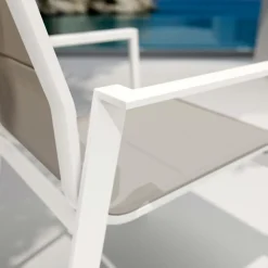 Chaise De Jardin|MOBELLIA Fauteuil de jardin empilable aluminium Portofino Taupe