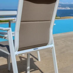 Chaise De Jardin|MOBELLIA Fauteuil de jardin empilable aluminium Portofino Taupe
