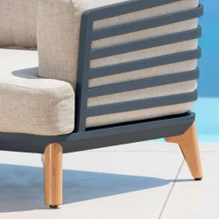 Fauteuil Détente|Canapé, Fauteuil Et Table Basse|MOBELLIA Fauteuil de jardin en aluminium Monte Carlo Gris anthracite et taupe Anthracite - Taupe