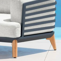 Fauteuil Détente|Canapé, Fauteuil Et Table Basse|MOBELLIA Fauteuil de jardin en aluminium Monte Carlo Gris anthracite et gris clair Anthracite - Gris Clair