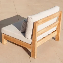 Fauteuil Détente|Canapé, Fauteuil Et Table Basse|MOBELLIA Fauteuil de jardin en bois d'acacia Bornéo Sable