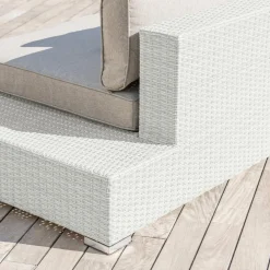 Fauteuil Détente|Canapé, Fauteuil Et Table Basse|MOBELLIA Fauteuil de jardin en résine tressée Palma Blanc et taupe Tressé Blanc - Taupe