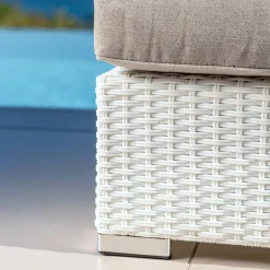 Fauteuil Détente|Canapé, Fauteuil Et Table Basse|MOBELLIA Fauteuil de jardin en résine tressée Palma Blanc et taupe Tressé Blanc - Taupe