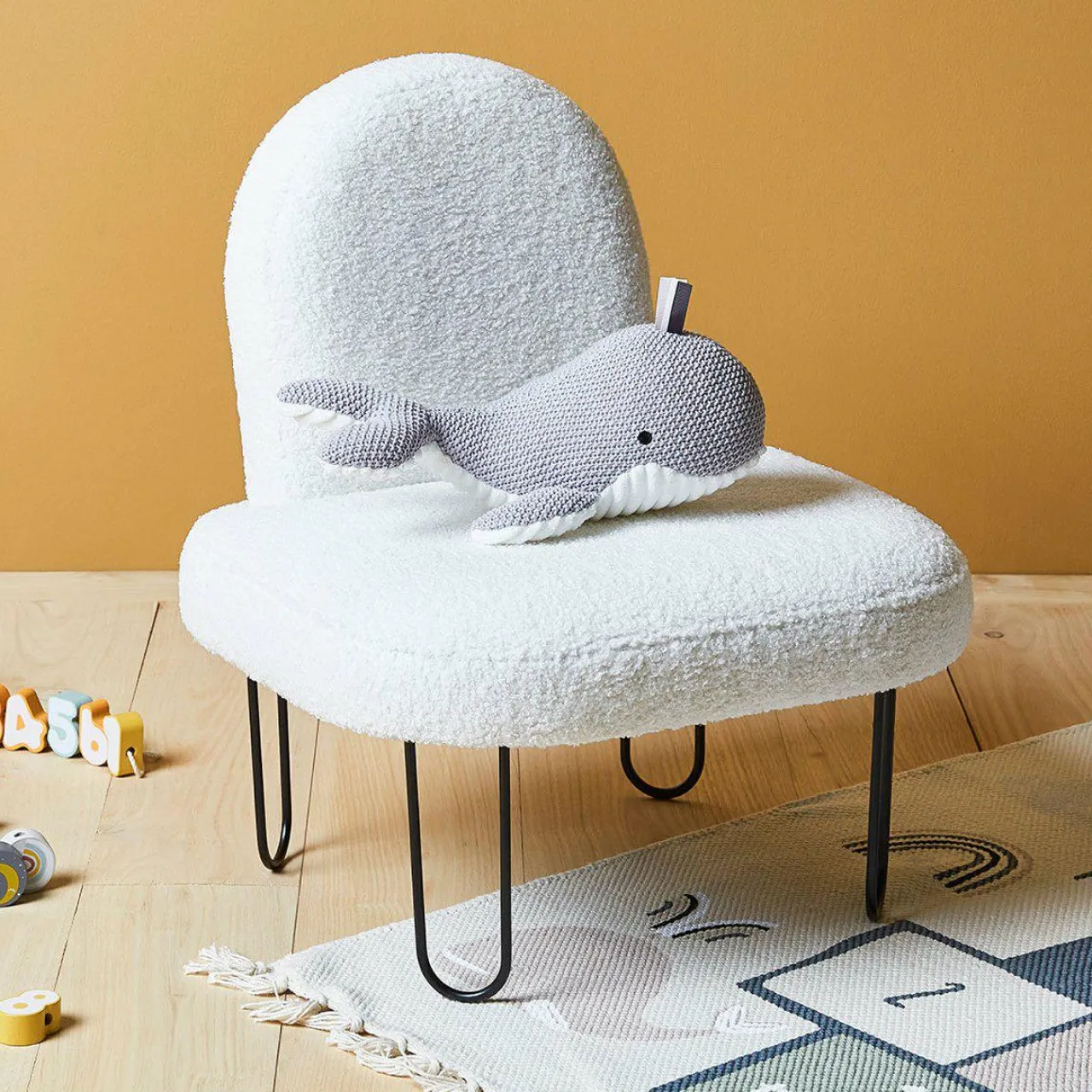 Petit Meuble Enfant|OSTARIA Fauteuil enfant bouclette (H50 cm) Augustin Blanc