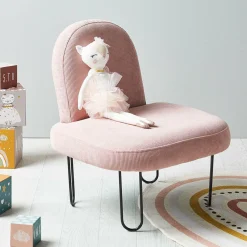 Petit Meuble Enfant|OSTARIA Fauteuil enfant velours (H50 cm) Augustin Rose