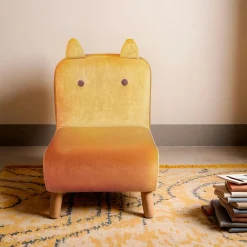 Petit Meuble Enfant|EMINZA Fauteuil velours enfant (H50 cm) Hippo Jaune ocre
